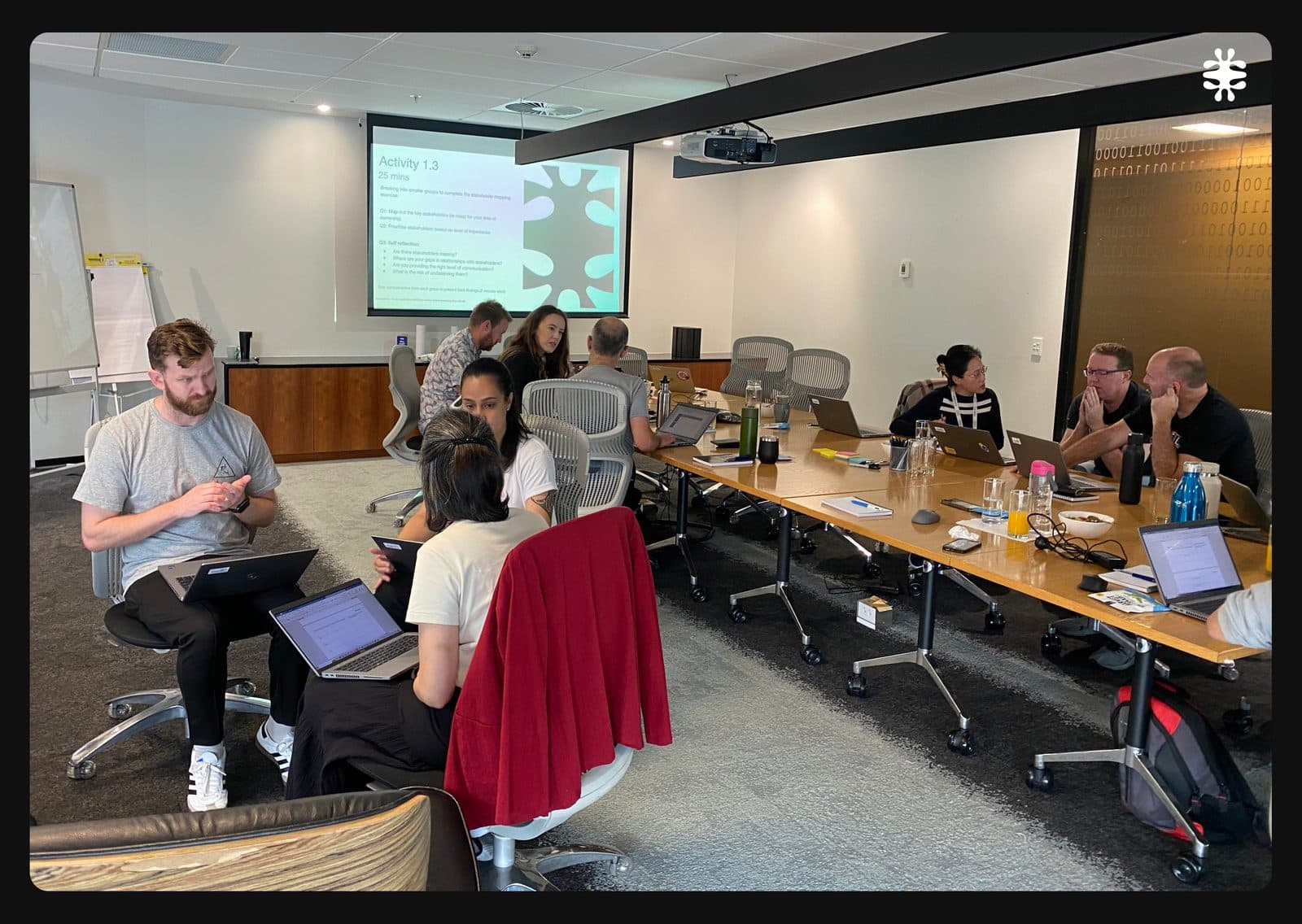 Senior operators working alongside a product team in a live accelerator session.