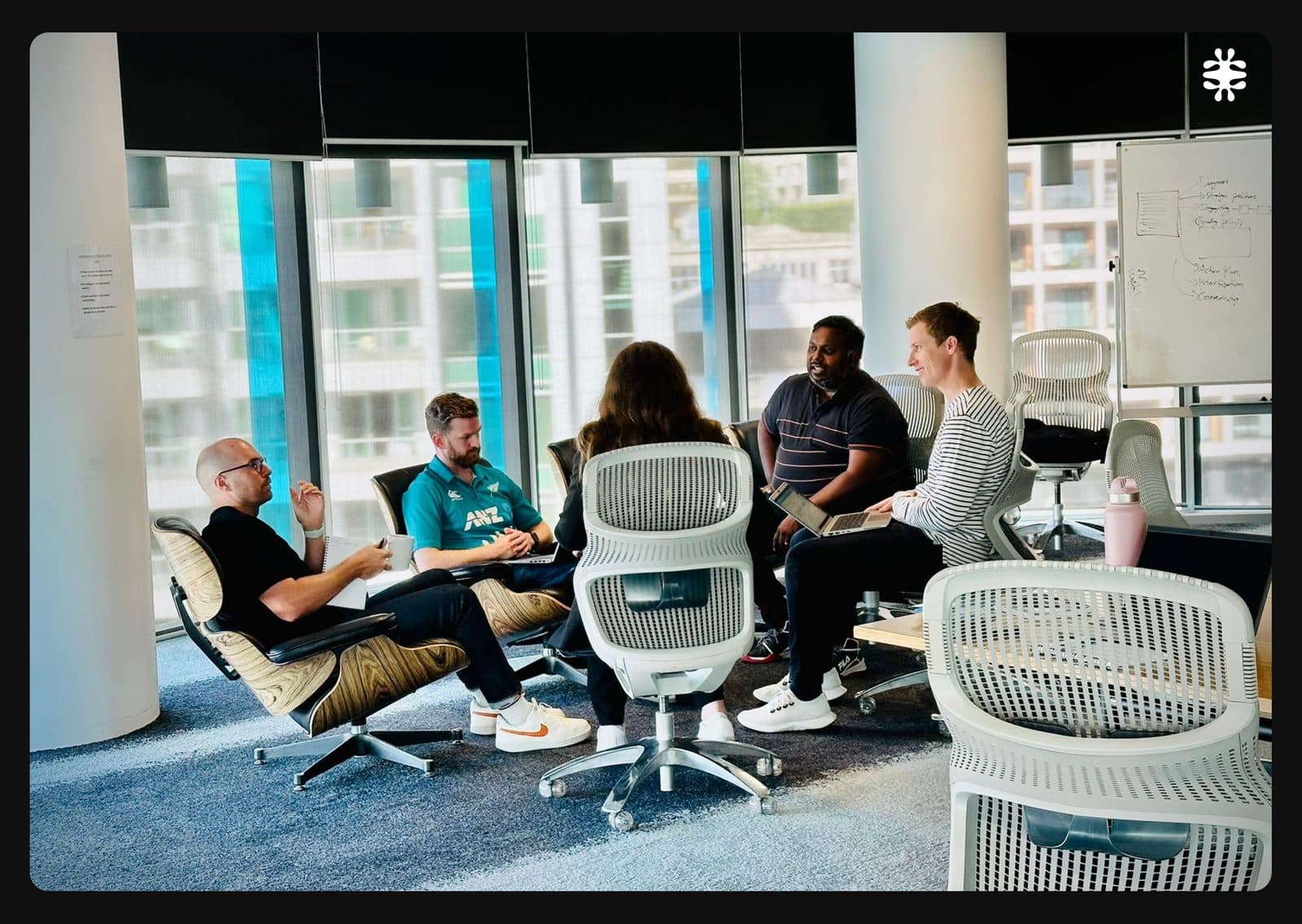 Visa's Auckland product team in a working session during the Product Team Accelerator.
